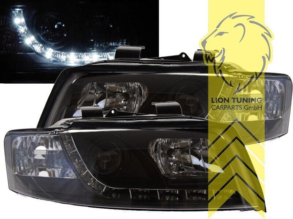 LT LED DRL Lightbar Headlights Audi A4 B6 8E Limo Avant black 00-04 H1 LHD