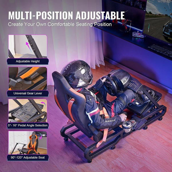 VVR Driving Game Sim Racing Frame Rig + Seat for Wheel Pedals Xbox PS PC