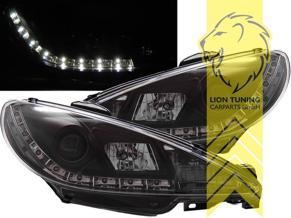 LT LED Angel Eye Halo Headlights Peugeot 206 206CC Cabrio Break black 98-07 LHD
