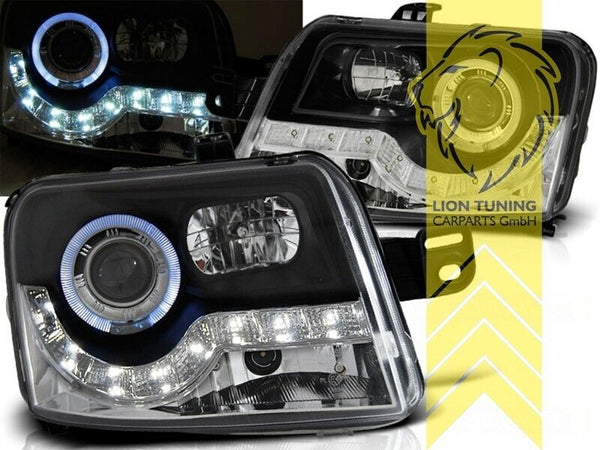 LT Pair LED DRL Angel Eye Halo Ring Headlights Fiat Panda 169 03-09 black LHD