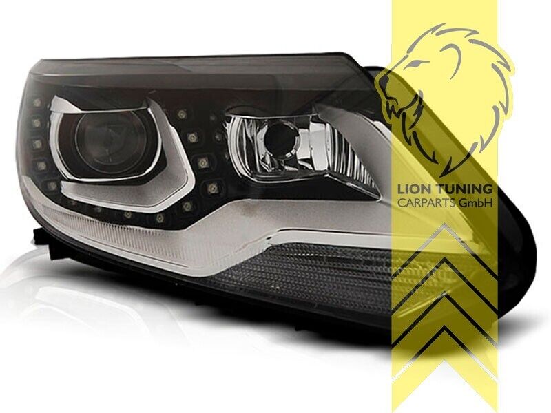 LT LED DRL Lightbar Halo Projector Headlights VW Tiguan 5N 11-16 Black LHD