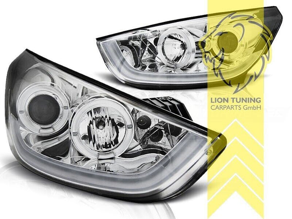 LT LED DRL Lightbar Halo Ring Headlights Hyundai iX35 chrome LM EL ELH 09-13 LHD