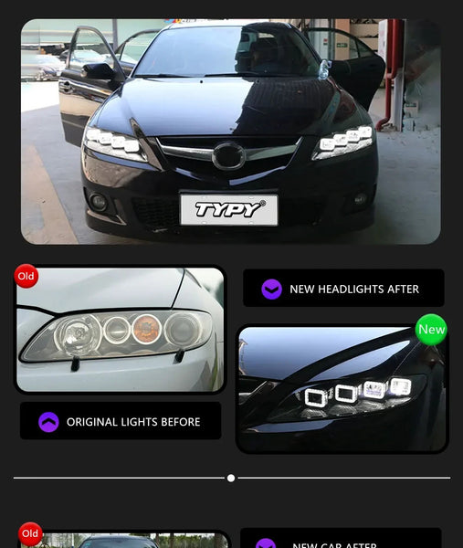 TYPY Pair 03-15 Mazda 6 Bugatti Styling Full LED DRL Dynamic Headlights LED