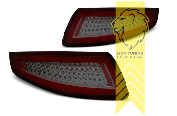 LT Pair LED DRL Lightbar Halo Ring Rear Tail Lights Porsche 911 997 red black