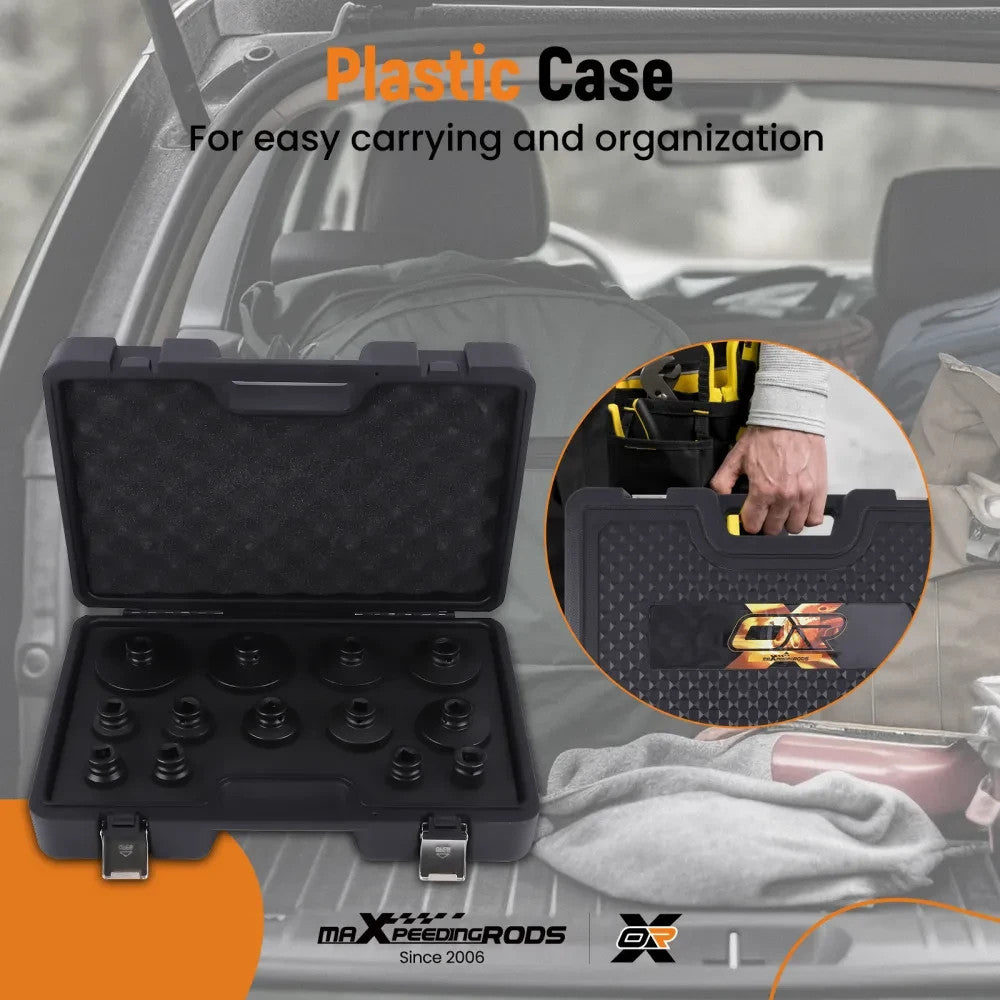 MXPR 13PC Special Socket Set For Grooved Nuts Internal Teeth 18-80mm 1/2DR Lock