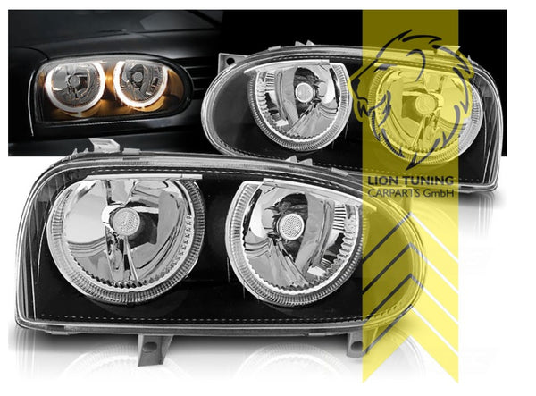 LT LED DRL Angel Eye Halo Ring Headlights VW Golf 3 Sedan Cabrio Black LHD