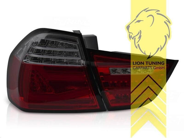 LT Pair LED Lightbar DRL Rear Lights Tail Lamps BMW E90 LCI sedan red black LHD