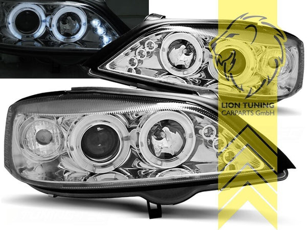 LT Pair LED DRL Angel Eye Headlights Opel Vauxhall Astra G 98-05 chrome LHD