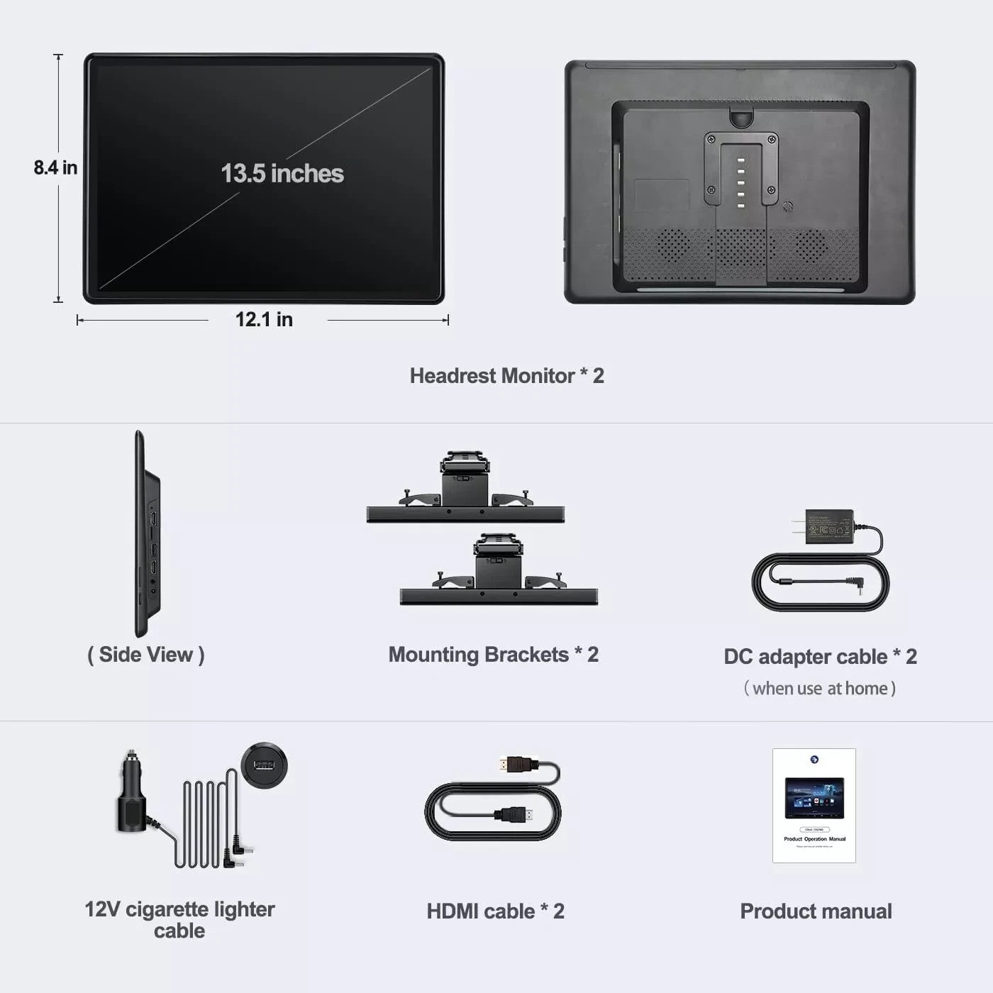 ANDRSEPRO VT-1380A 1x Headrest OLED 4K Screen 13.5" Android Apps Wifi MirrorCast