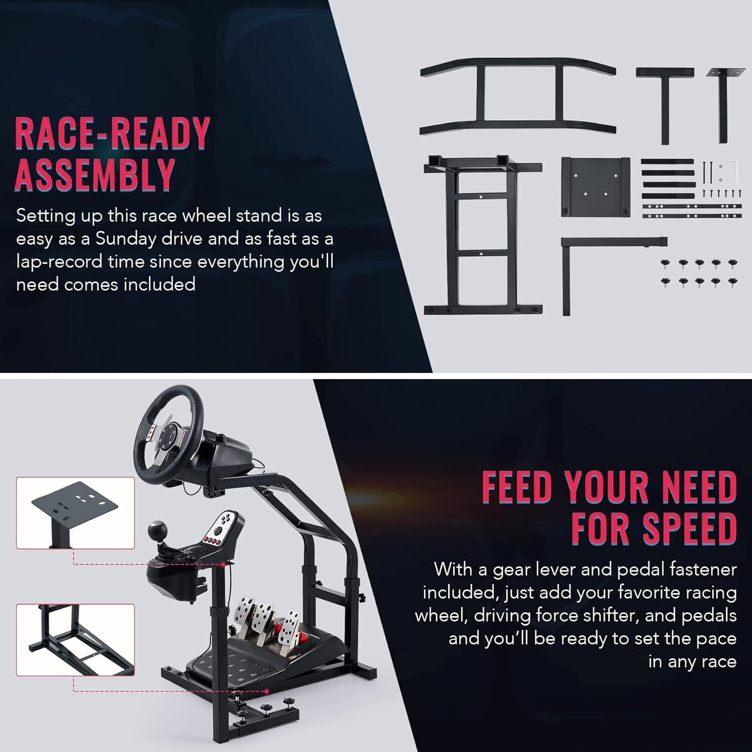 CZ Driving Game Sim Racing Frame Stand for Wheel Pedals Xbox PS PC Con ...