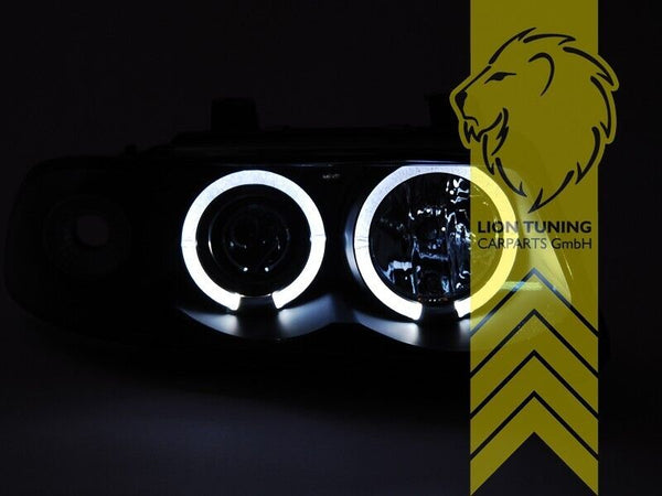 LT Pair LED DRL Halo Headlights Audi A4 B5 8D 94-98 Sedan Avant chrome LHD