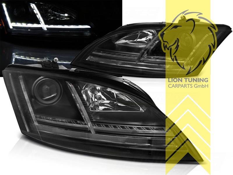 LT Pair LED Halo DRL Lightbar Headlights Audi TT 8J Coupe Cabriolet black LHD