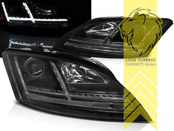 LT Pair LED Halo DRL Lightbar Headlights Audi TT 8J Coupe Cabriolet black LHD