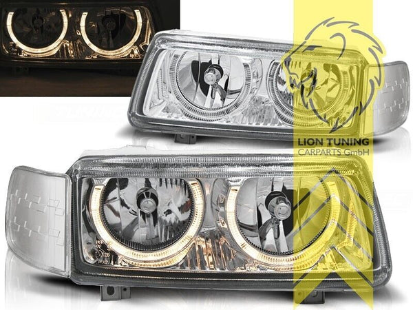 LT LED DRL Halo Headlights VW Passat B3 35i 91-98 Limo Variant H7 chrome LHD