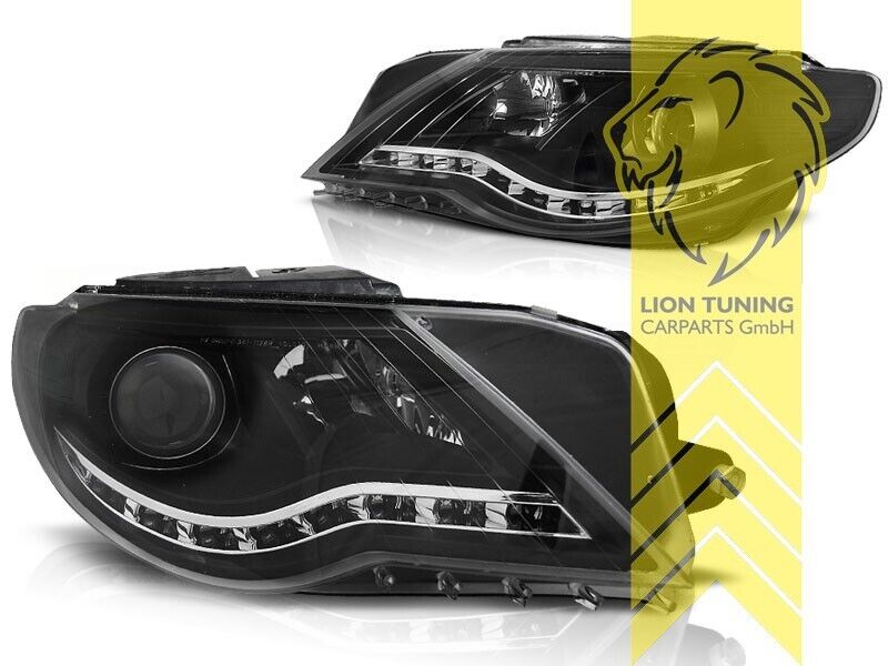 LT Pair LED DRL Halo Lightbar Headlights VW VW Passat CC 357 08-12 black LHD