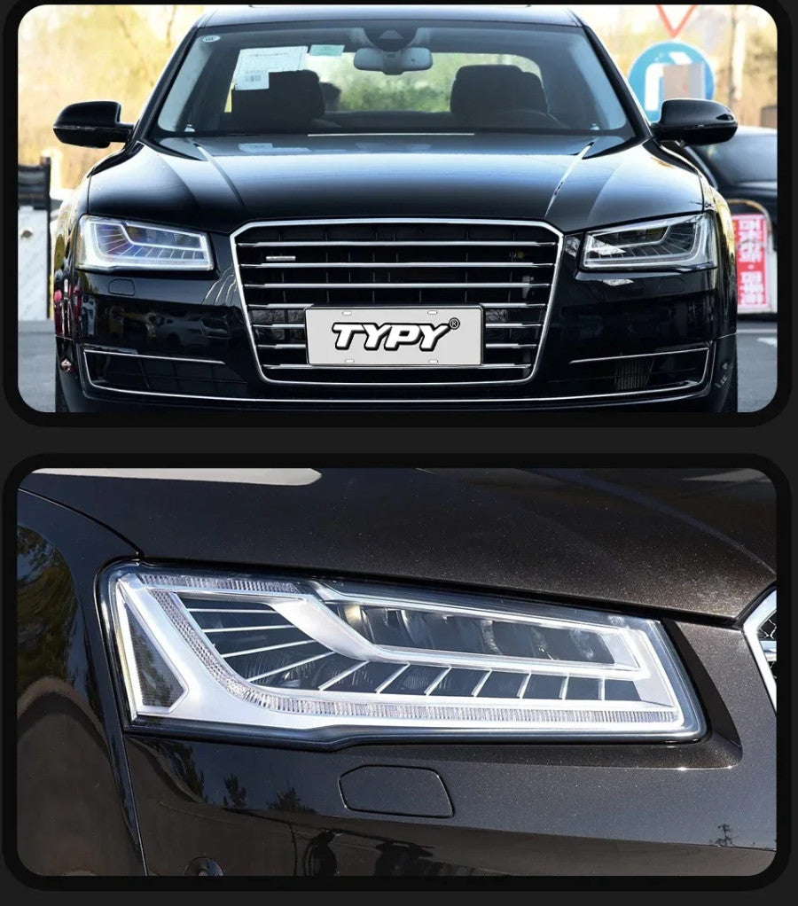 TYPY Pair Audi A8 2012-2017 LED DRL Headlights Clear LHD