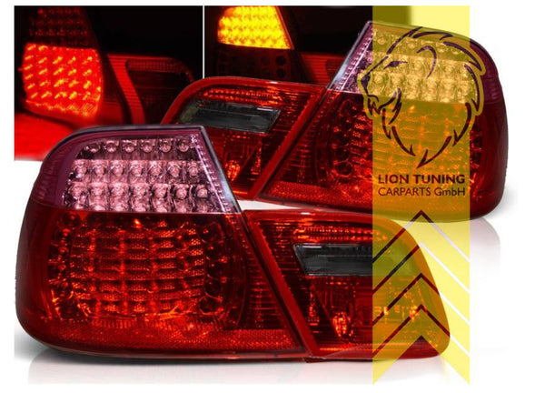 LT Pair LED REAR LIGHTS Tail Lamps Lightbar DRL BMW E46Saloon red on red LHD