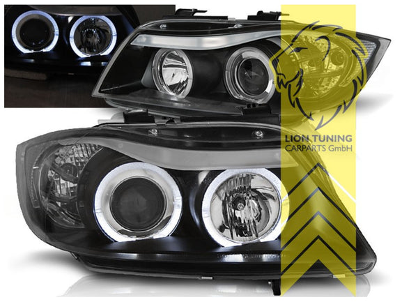 LT LED DRL Angel Eye Halo Ring Headlights BMW E90 Sedan E91 Touring black LHD