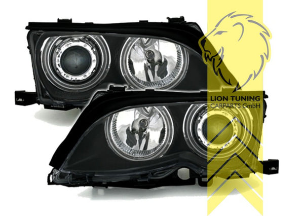 LT LED DRL Angel Eye Halo Ring Headlights BMW E46 sedan touring black LHD