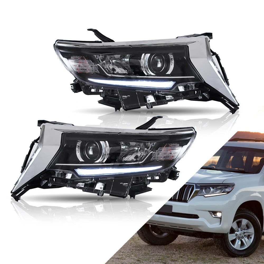 VLAND EU Toyota Land Cruiser Prado 16-21 LED DRL Lightbar Halo Headlights LHD