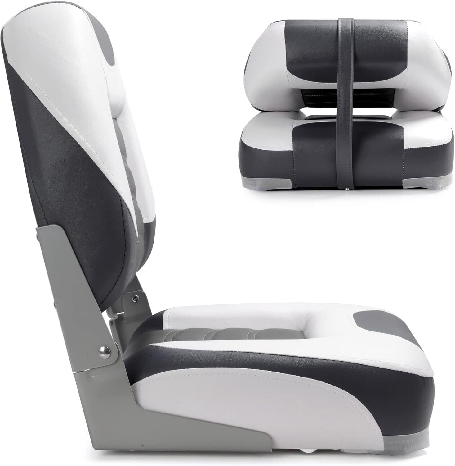 NC Folding Bucket Captain Seats Car Van Boat Motorhome Bucket Seats White & Grey