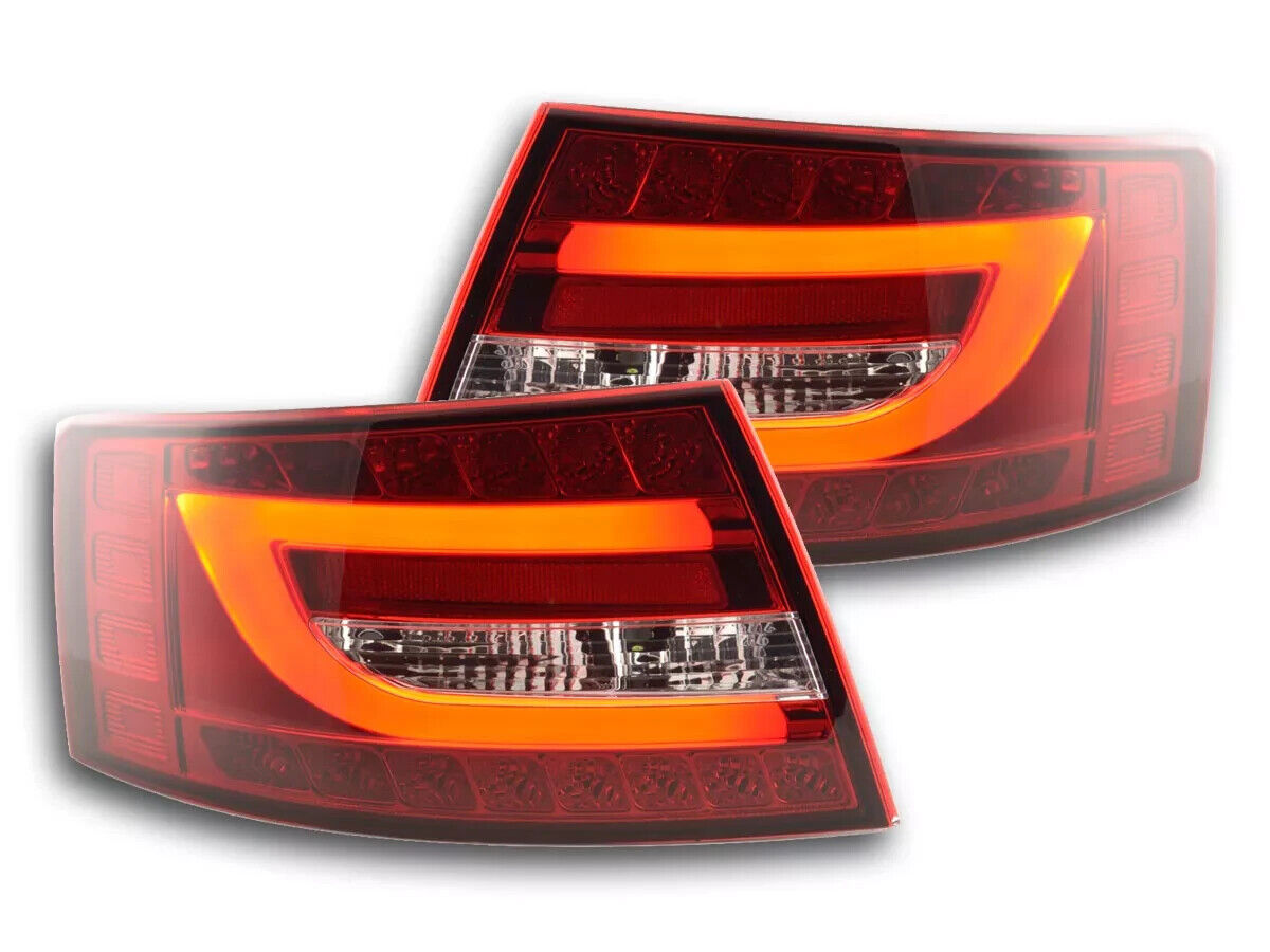 FK Pair LED Lightbar DRL Rear Lights Tail Audi A6 C6 4F 04-08 red clear LHD
