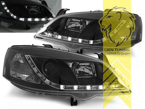 LT Pair LED  DRL Lightbar Headlights Opel Vauxhall Astra G Black 98-05 Black LHD