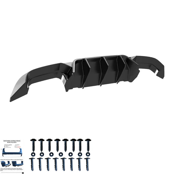 OW Rear Diffuser Valance VW Golf MK 7 R 13-16 Gloss Black ABS