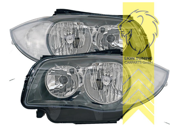 LT Pair Halogen Headlights BMW E81 E82 E87 E88 clear glass black LHD