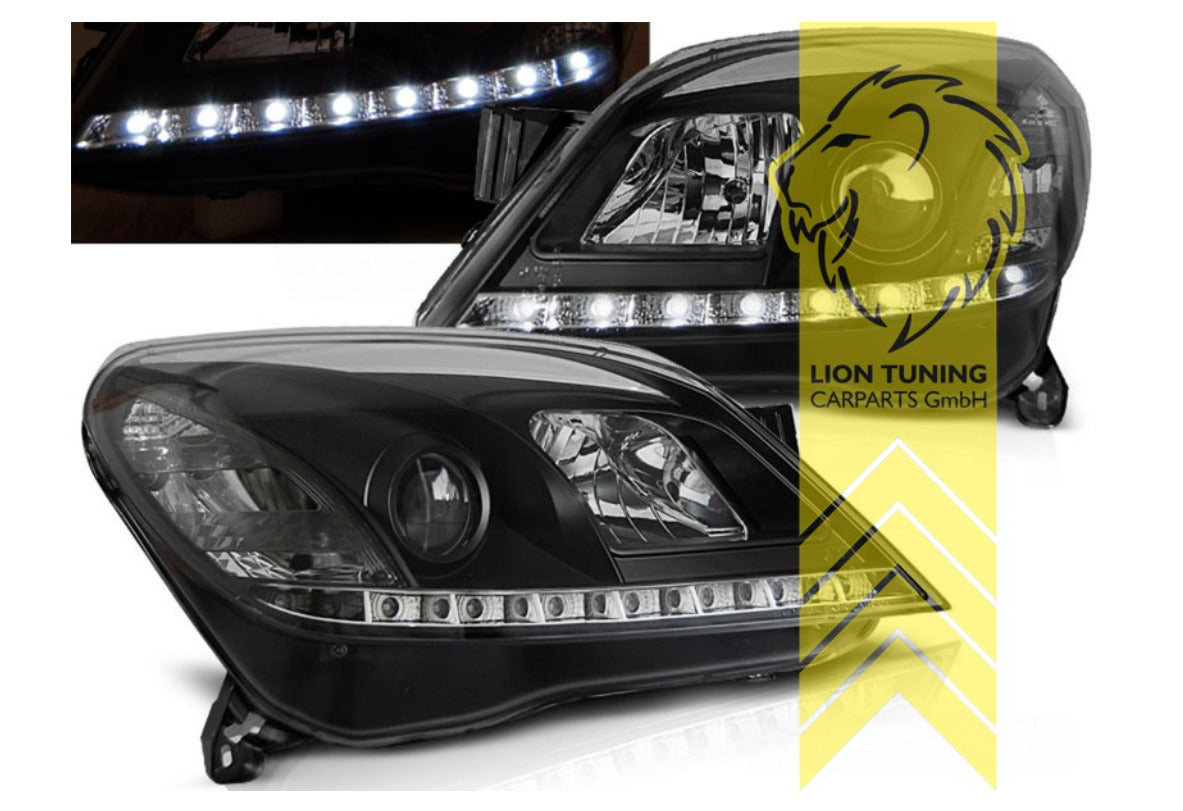 LT Set Opel Vauxhall Astra H black LED DRL Lightbar Halo Headlights LHD