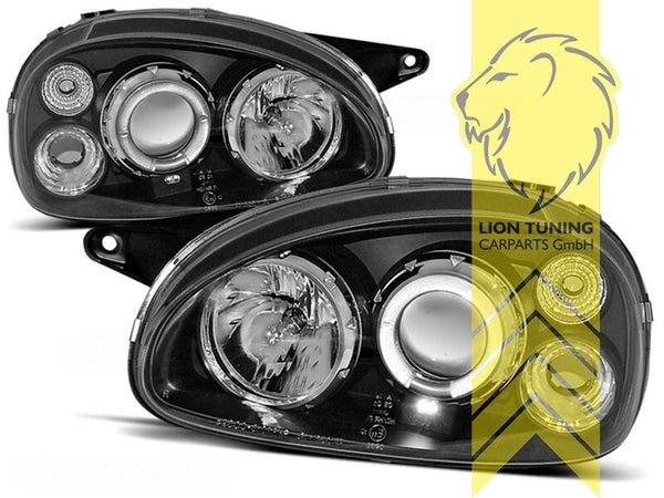 LT Pair LED DRL Angel Eye Halo Headlights Opel Corsa B Combo B 93-01 black LHD