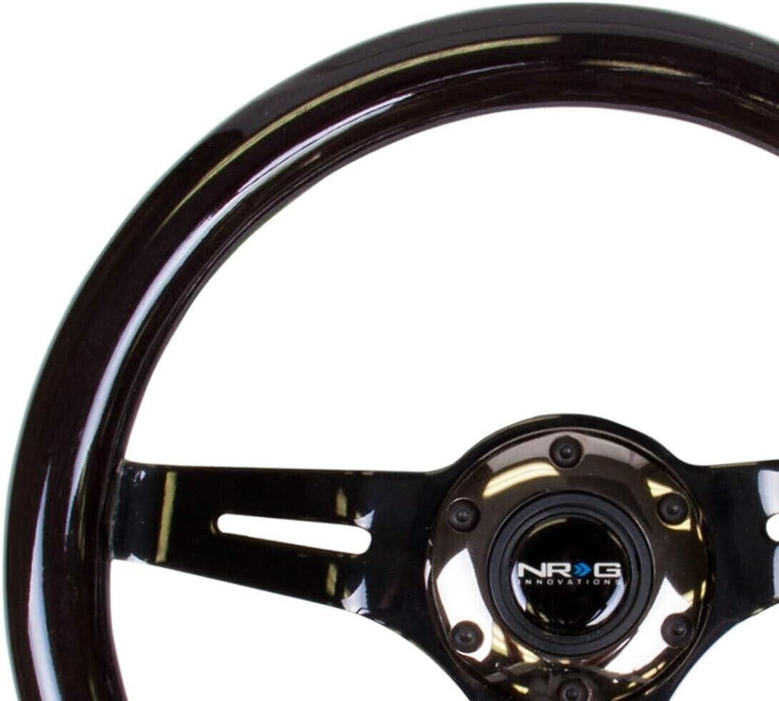 NRG Innovations Uni 310mm Steering WHEEL Classic Car Black Chrome Wood Grain