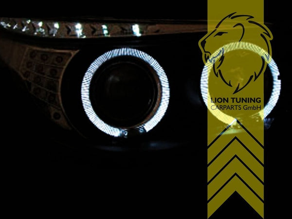 LT LED DRL Halo Lightbar Headlights BMW E60 Sedan E61 Touring 03-07 chrome LHD
