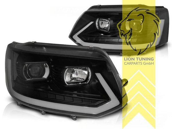 LT LED DRL Halo Headlights VW T5 Bus Transporter Multivan black 09-15 LHD