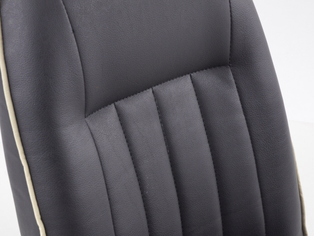 UK FK Pair Universal Fixed Back Classic Retro Bucket Seats Black White Piping