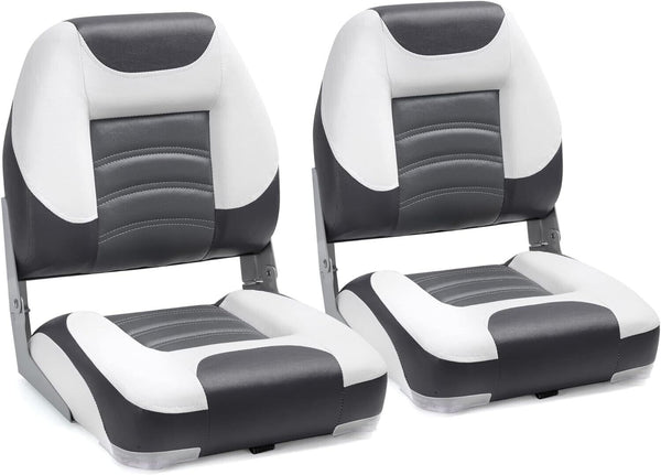 NC Folding Bucket Captain Seats Car Van Boat Motorhome Bucket Seats White & Grey