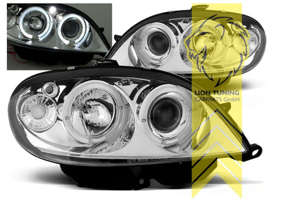 LT Set LED Angel Eye Halo Ring Headlights Citroen Saxo Chrome S0 S1 99-04 LHD