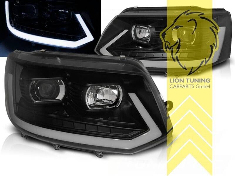 LT LED DRL Halo Headlights VW T5 Bus Transporter Multivan black 09-15 LHD