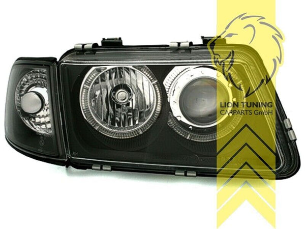 LT LED DRL Dual Angel Eye Halo Light Ring Headlights Audi A3 8L 96-00 black LHD