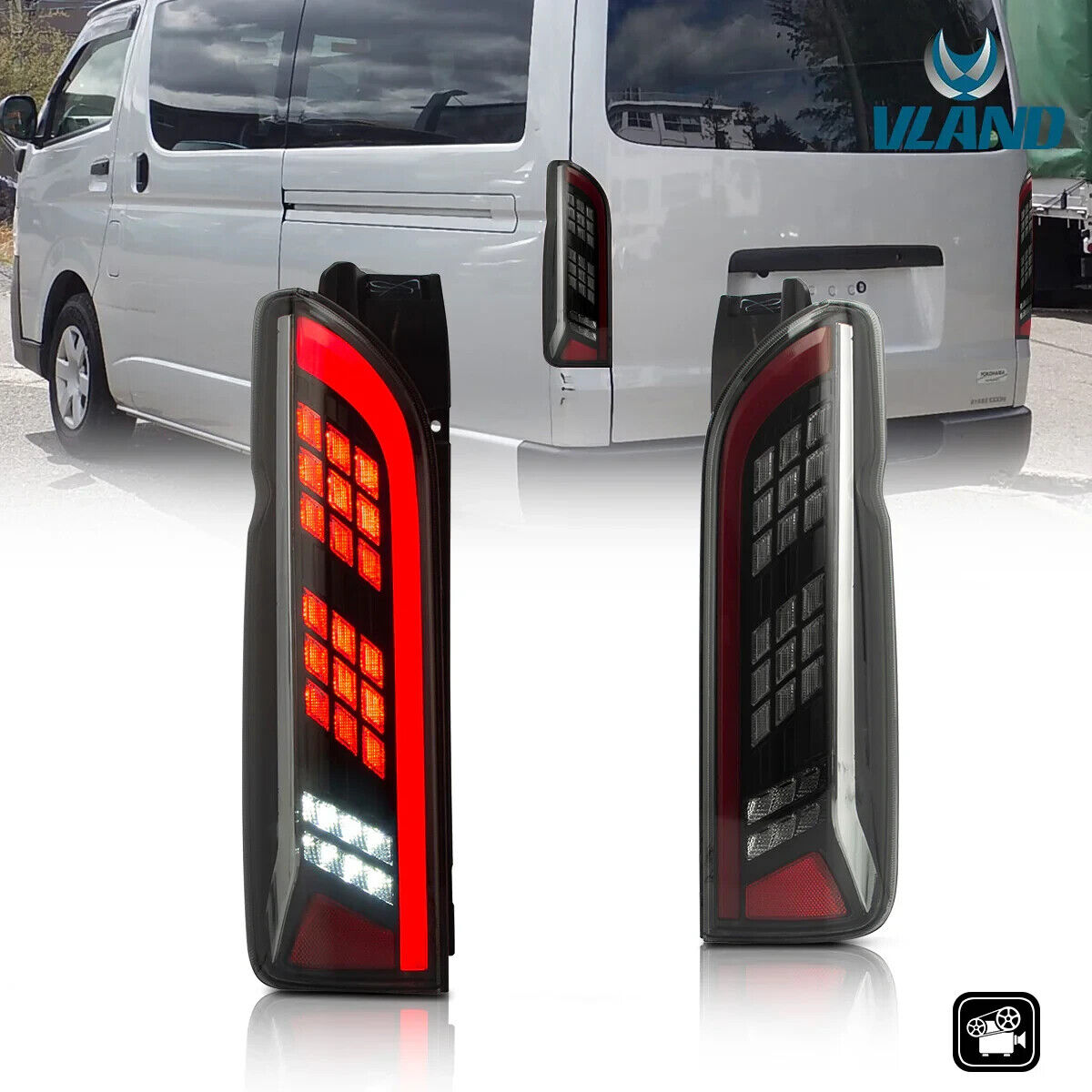 VLAND Toyota Hiace 2005-2018 Lightbar LED DRL Rear Lights Tail Lamps Smoke LHD