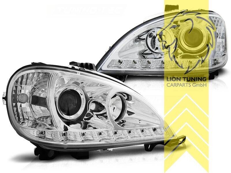 LT LED DRL Lightbar Halo Headlights Mercedes W163 ML M-Class Chrome 98-01 LHD