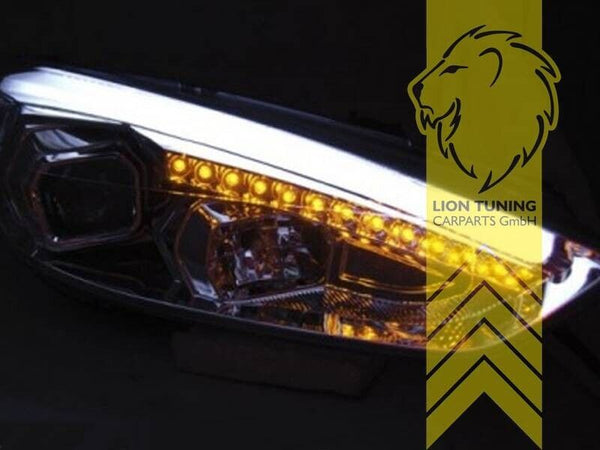 LT LED DRL Lightbar H9 H1 Halogen Headlights Ford Focus 3 MK3 Facelift 15-18 LHD