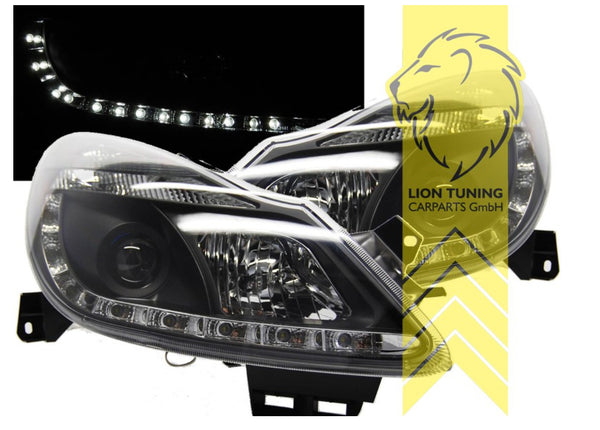 LT LED DRL Lightbar Halo Ring Headlights Opel Vauxhall Corsa D black LHD