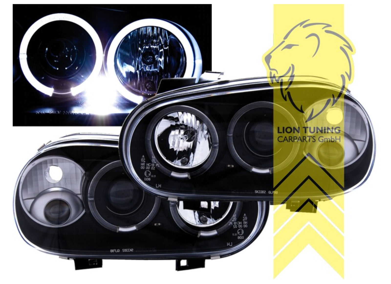 LT LED DRL Angel Eye Halo Ring Headlights VW Golf 4 1J1 1J5 1E7 Limo Cabrio black LHD