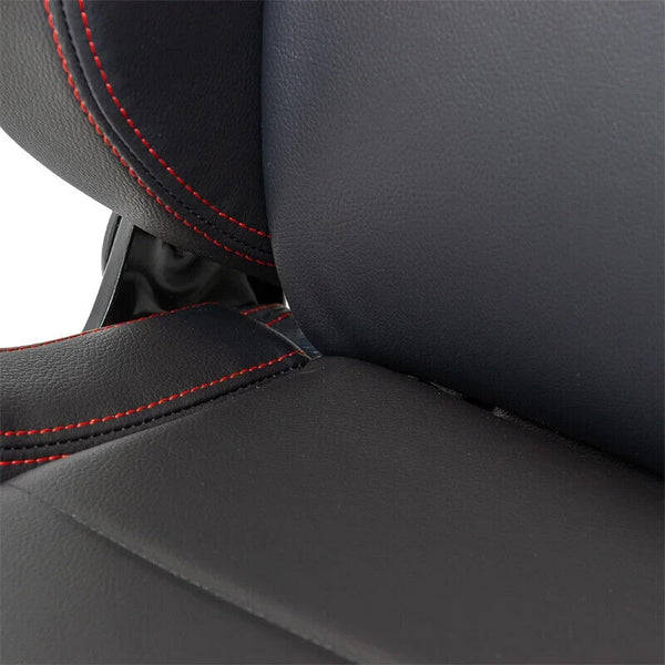 AUTOSTYLE x1 Universal Sports Bucket Seat Black & Red Stitch + runners