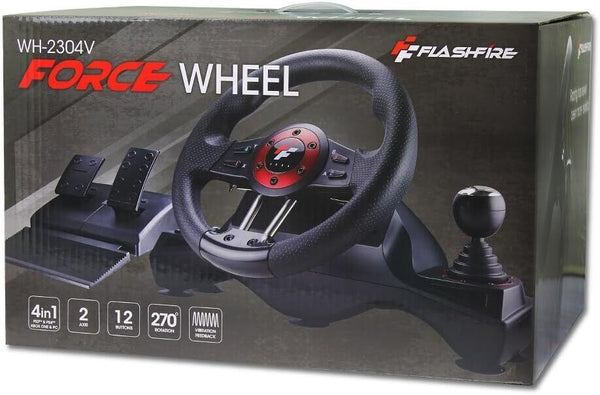 Flashfire WH-2304V 4-In-1 Force Racing Wheel Shifter Pedals PC PS3 PS4 Xbox One