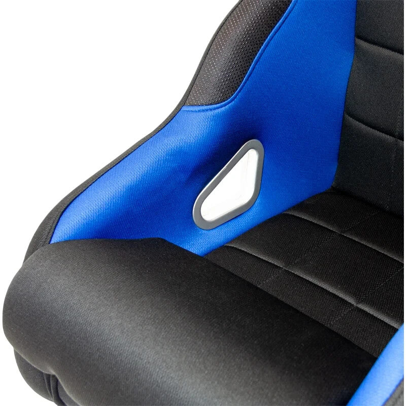 x2 (a Pair) Autostyle Black Blue Fixed Back Car Bucket Seats HD Textile Track Drift Road