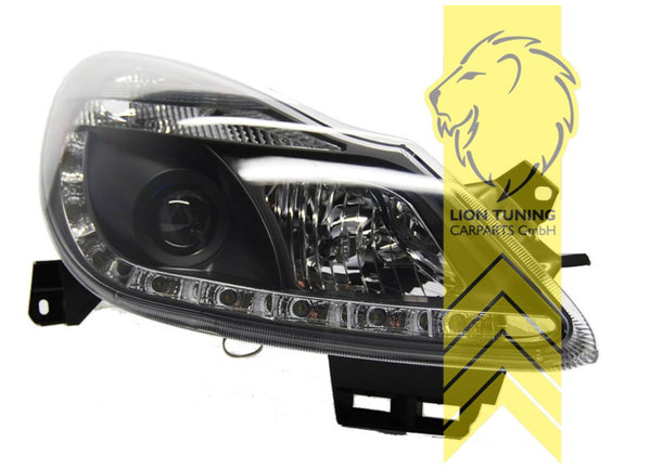 LT LED DRL Lightbar Halo Ring Headlights Opel Vauxhall Corsa D black LHD