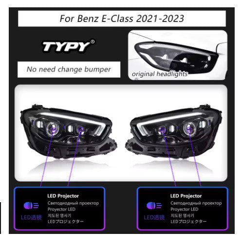 TYPY Pair Mercedes E-Class W213 16-23 LED DRL Lightbar Headlights LHD