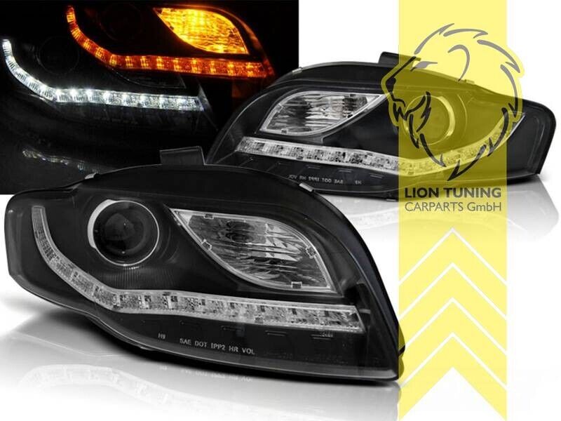 LT LED DRL Halo Headlights Audi A4 B7 8E 04-08 Limousine Avant black LHD